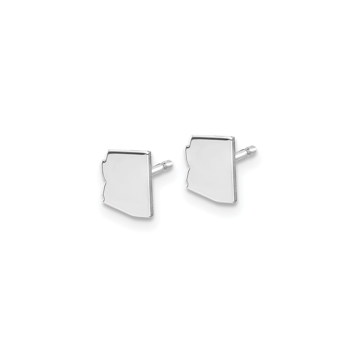 14k White Gold Arizona State Stud Earrings, Minimalist USA Map Outline Design