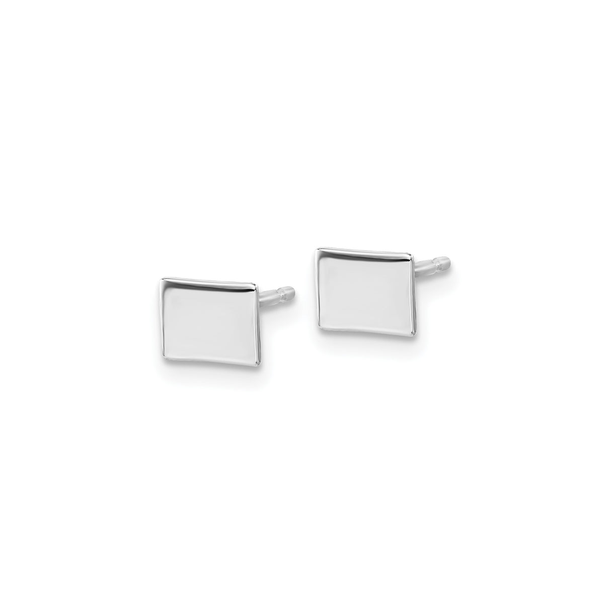 14k White Gold Rectangular Cufflinks, Polished Finish, Modern Minimalist Style for Men