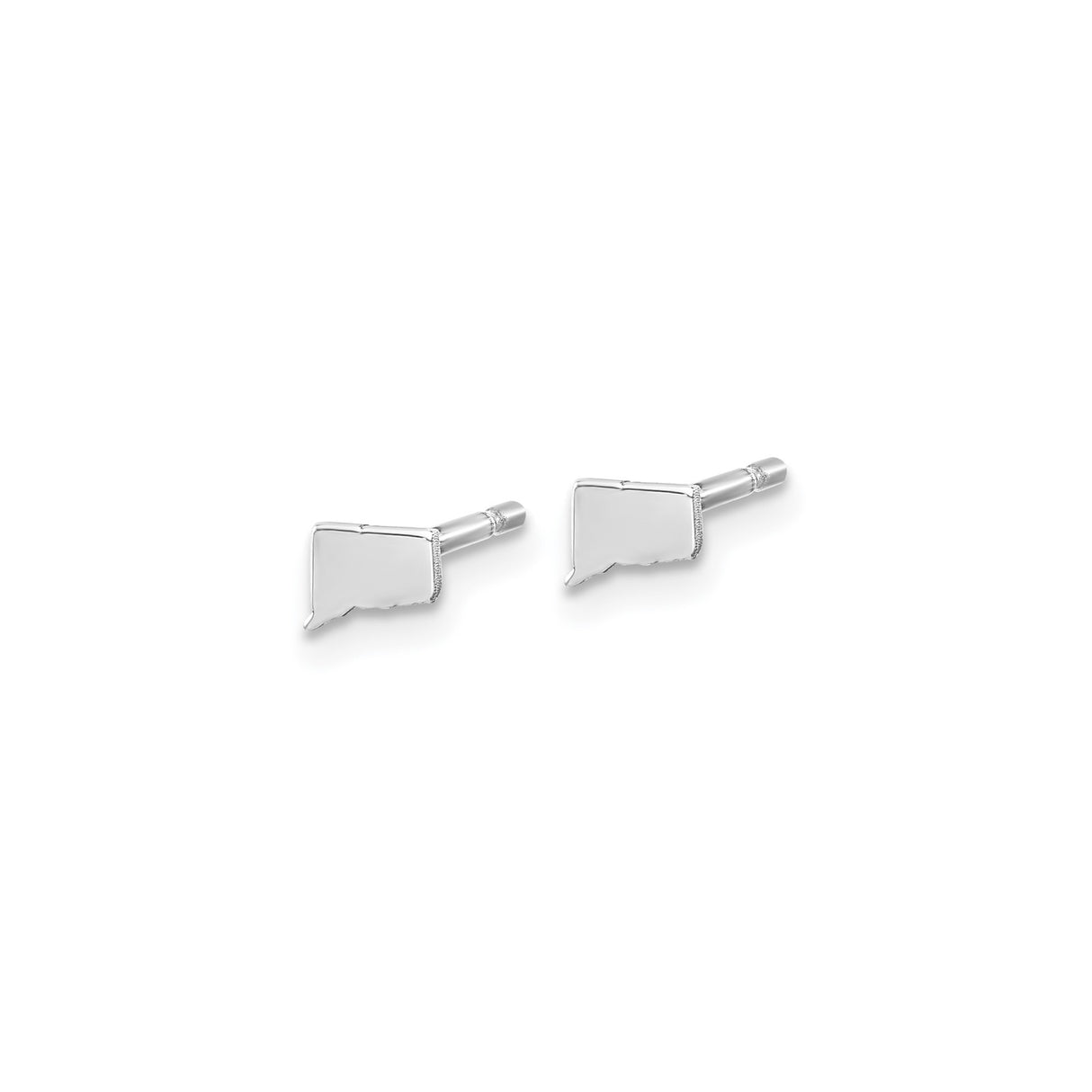 14k White Gold Connecticut Outline Stud Earrings, Minimalist State Map Jewelry Design