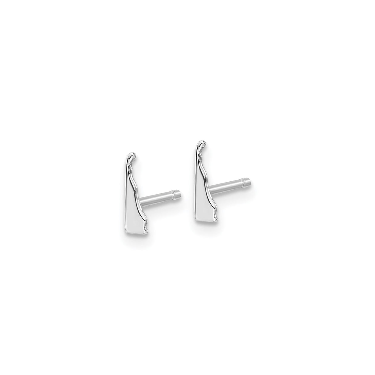 14k White Gold Lowercase L Initial Stud Earring, Polished Alphabet Style for Women or Unisex Wear