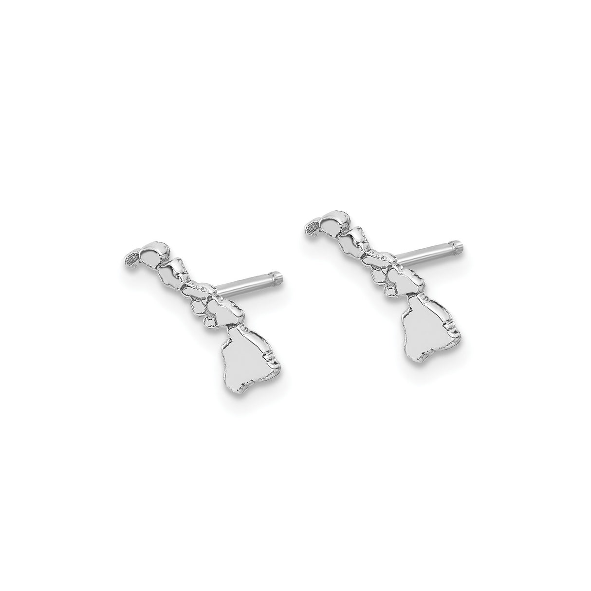 Sterling Silver Hawaiian Island Stud Earrings with Polished State Outline, Minimalist Design