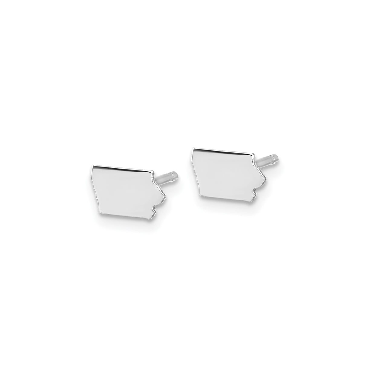 Sterling Silver Iowa State Outline Stud Earrings, Minimalist Map Silhouette Design