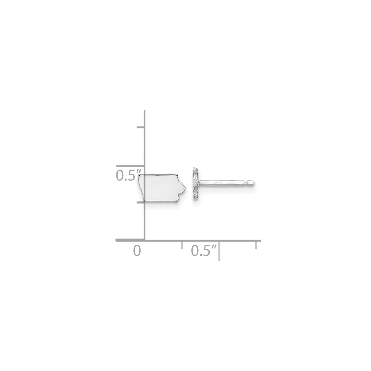 14k White Gold Iowa Shaped Stud Earrings, Minimalist State Outline Map Jewelry for Women