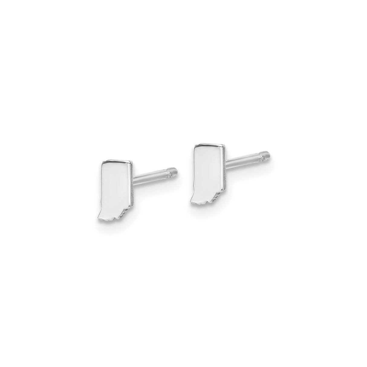14k White Gold Indiana Stud Earrings, Minimalist State Outline Design for Women or Unisex Wear