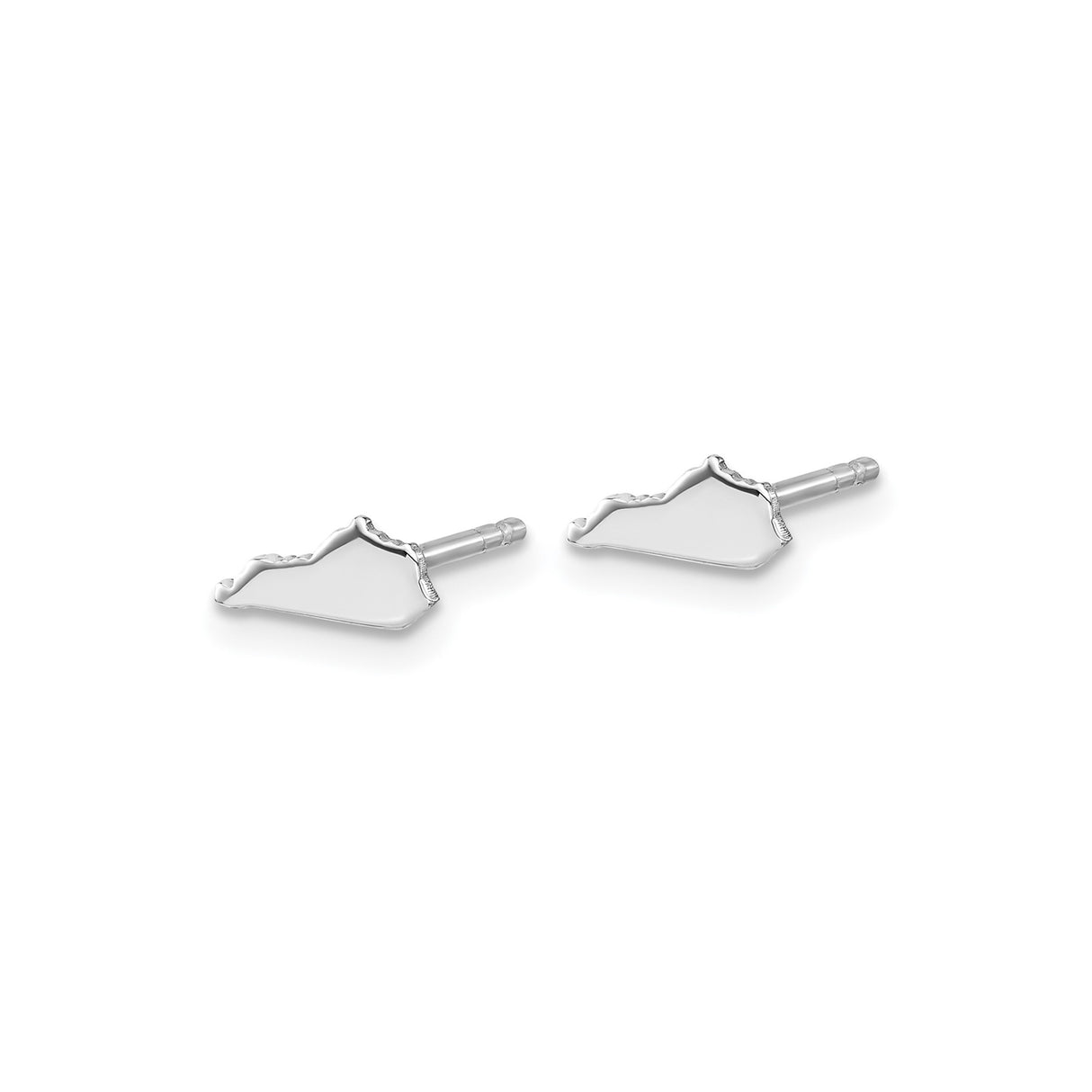 14k White Gold Kentucky State Stud Earrings, Dainty Map Outline, Unisex Southern USA Style