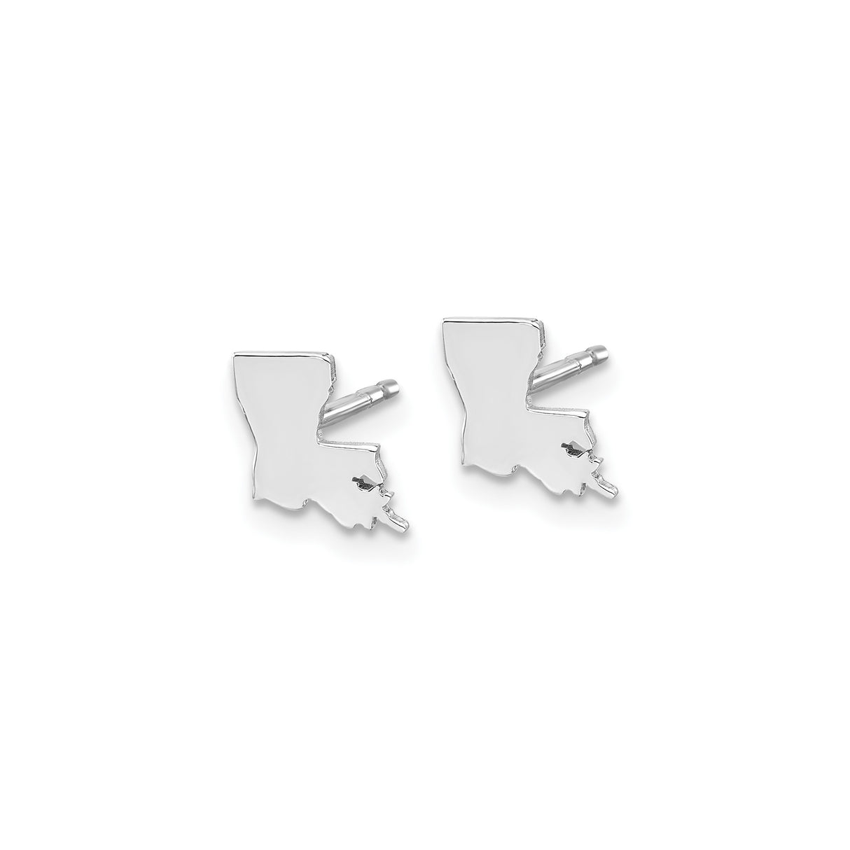 Sterling Silver Louisiana State Stud Earrings, Polished Finish, Minimal Map Design