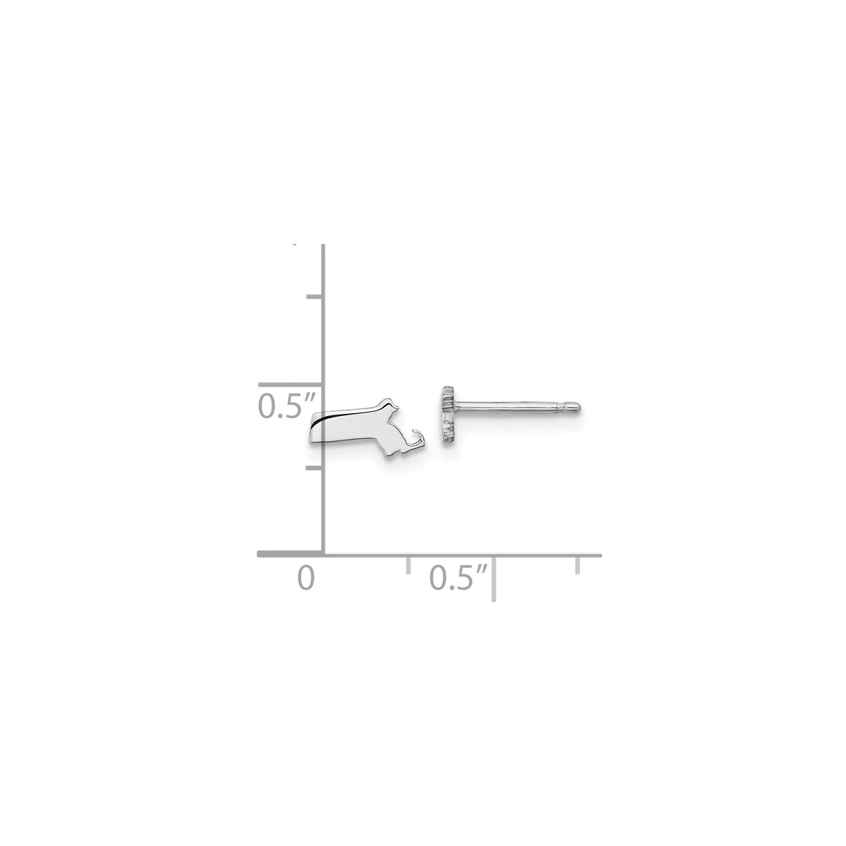 Sterling Silver Massachusetts State Stud Earrings, Minimalist USA Map Jewelry for Women