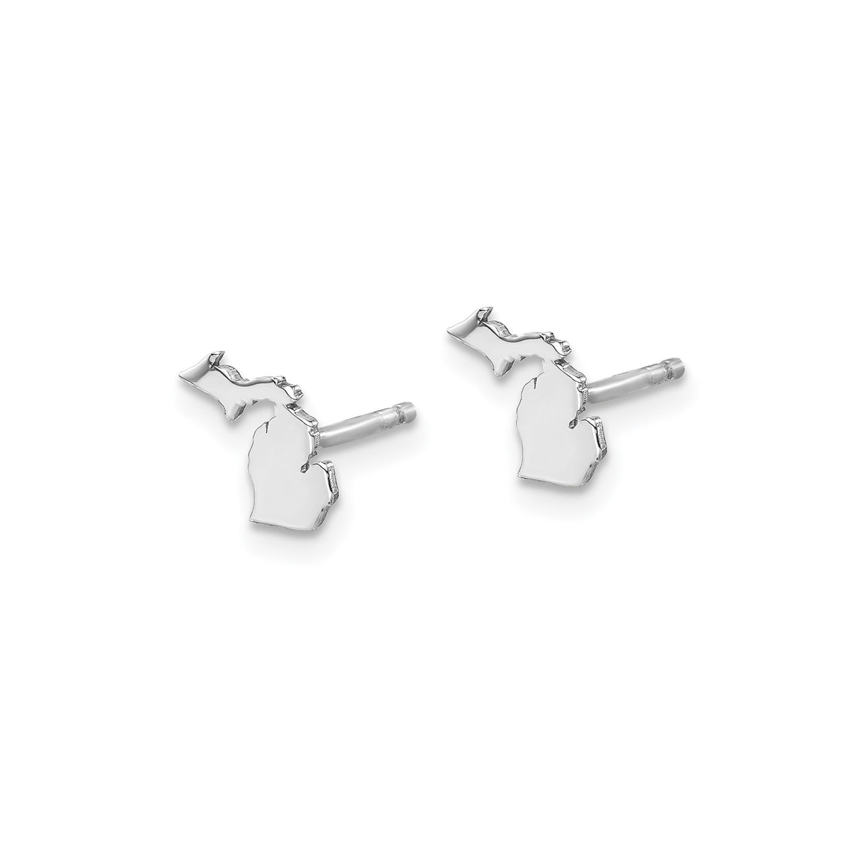 Sterling Silver Michigan State Outline Earrings, Minimalist Upper and Lower Peninsula Studs