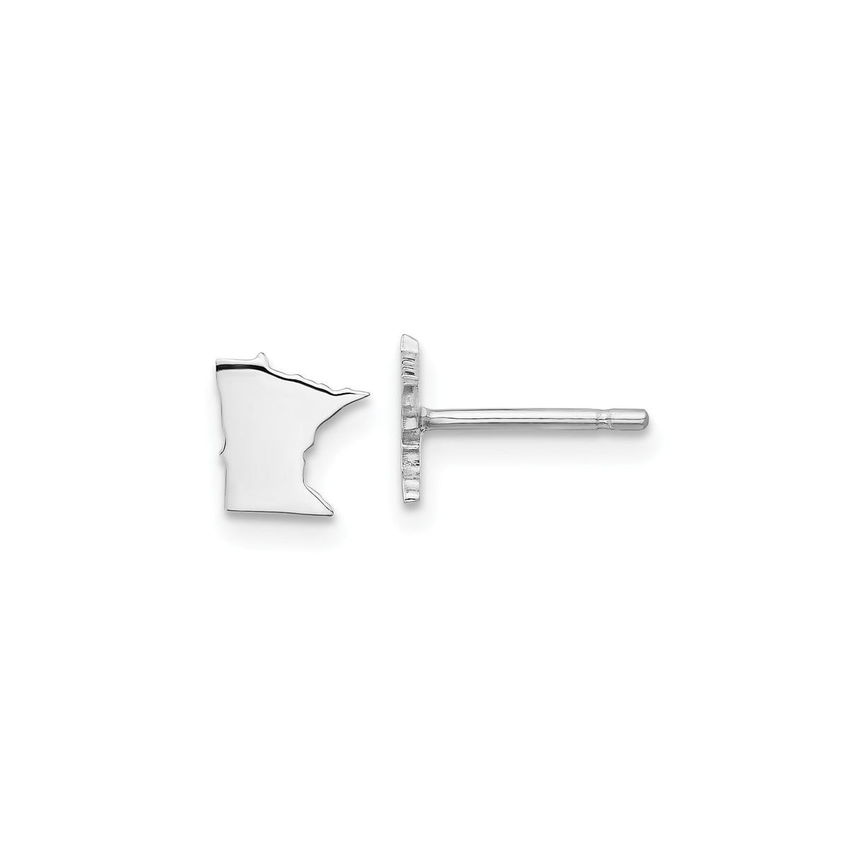 14k White Gold Minnesota Shaped Stud Earring, Minimalist State Outline Design