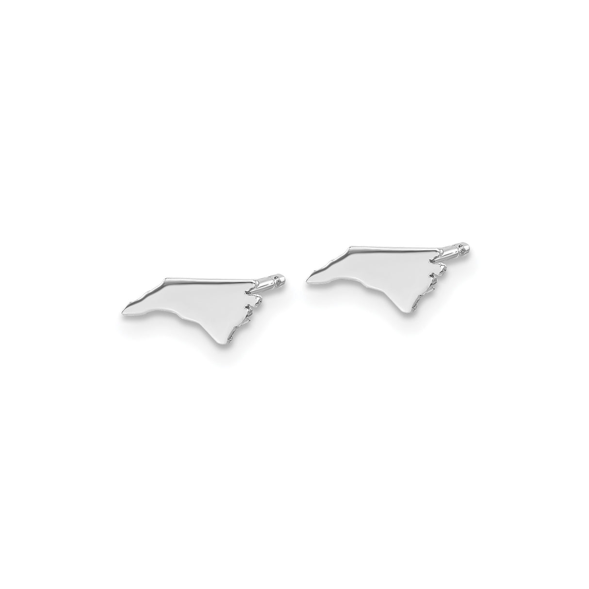 14k White Gold North Carolina Outline Stud Earrings, Minimalist State Shape Jewelry