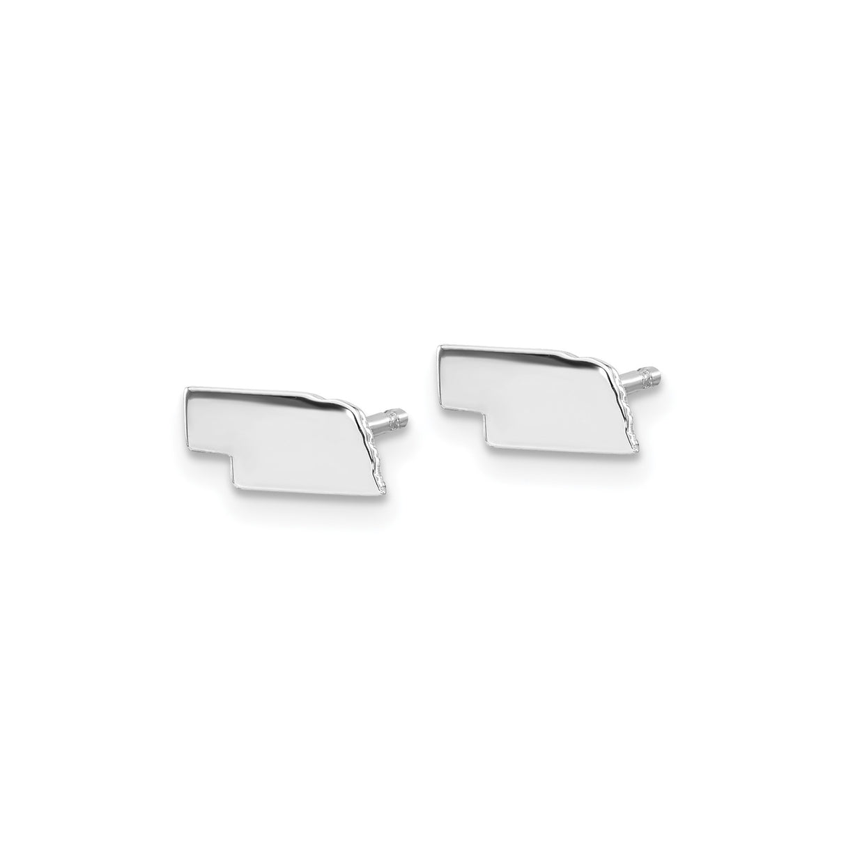 Sterling Silver Nebraska State Shape Stud Earrings, Polished Outline Minimalist Jewelry