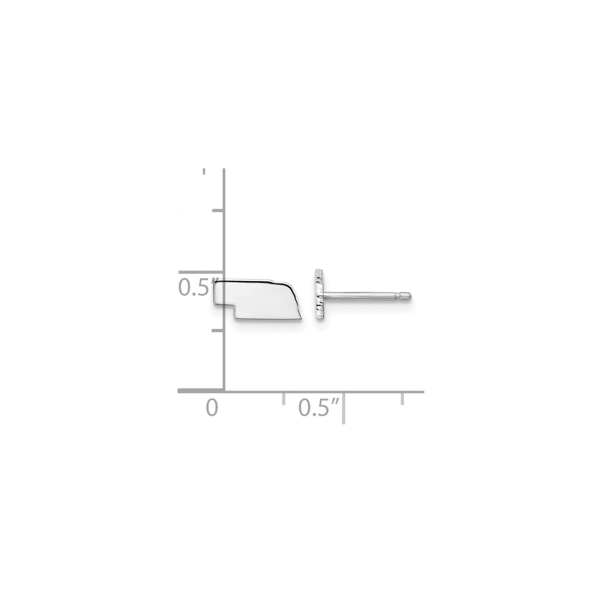 Sterling Silver Nebraska State Shape Stud Earrings, Polished Outline Minimalist Jewelry