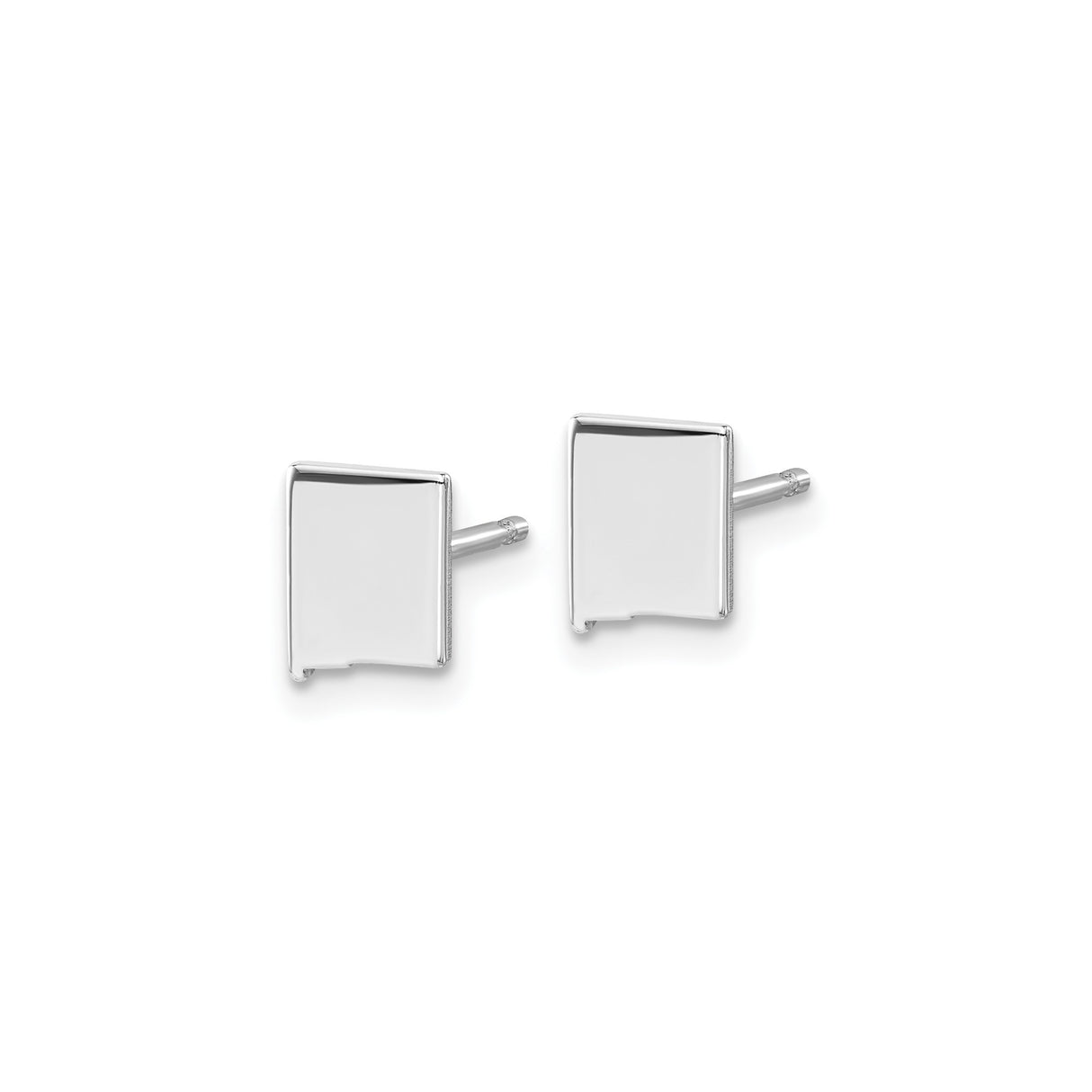 14k White Gold New Mexico Shaped Stud Earring, Polished Map Silhouette, Unisex Jewelry