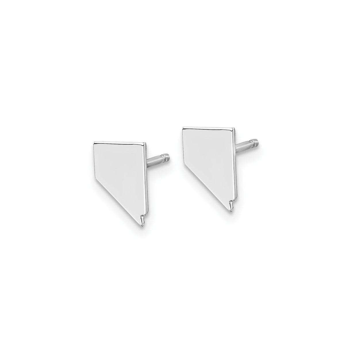 14k White Gold Nevada State Stud Earrings, Minimalist Map Outline Design, Unisex Jewelry