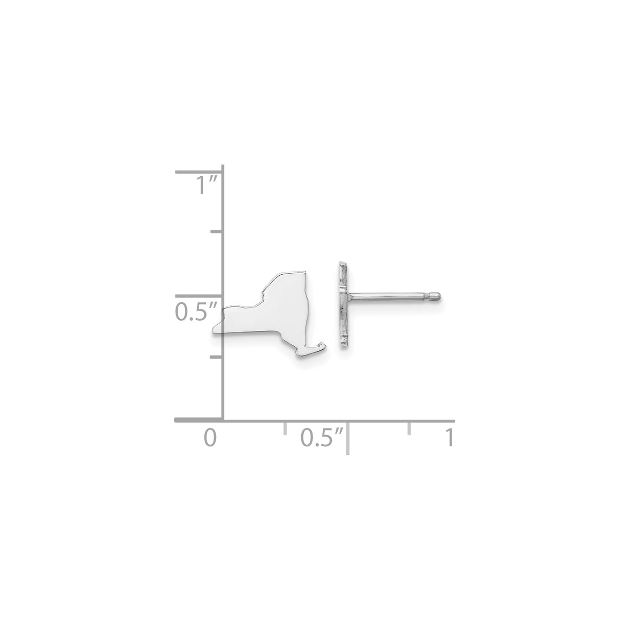 Sterling Silver New York State Stud Earrings, Minimalist USA Map Silhouette Jewelry for Women