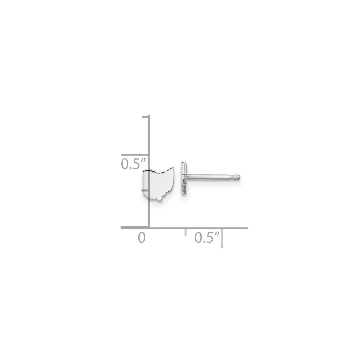 Sterling Silver Ohio State Stud Earrings, Minimalist State Outline Design for Women and Unisex