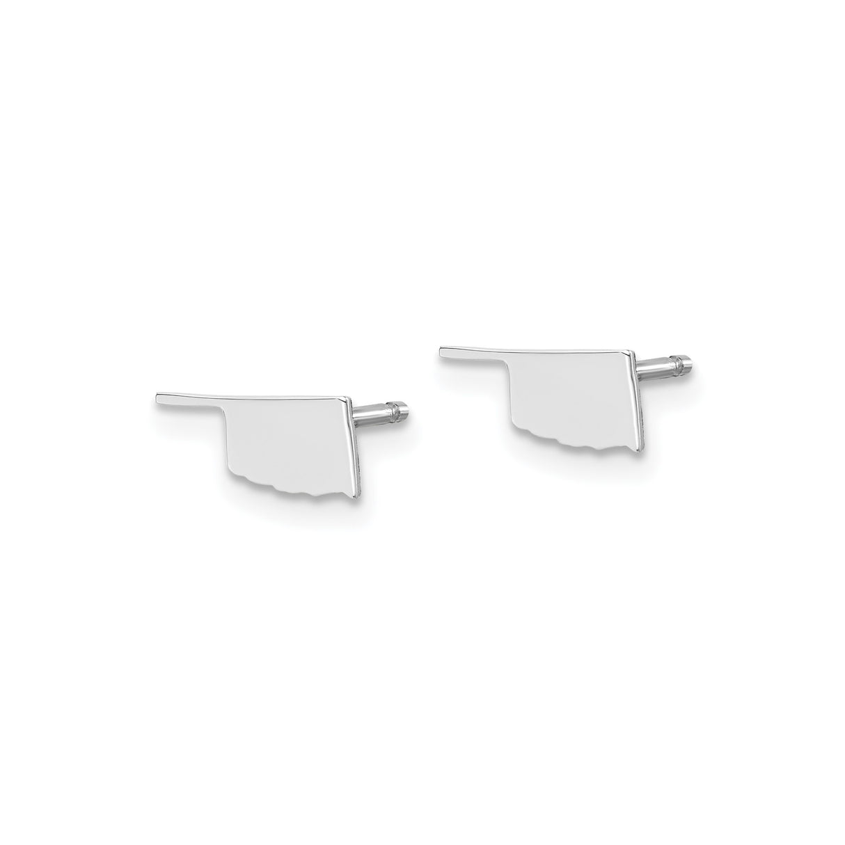 14k White Gold Oklahoma State Stud Earrings, Minimalist USA Map Outline Jewelry