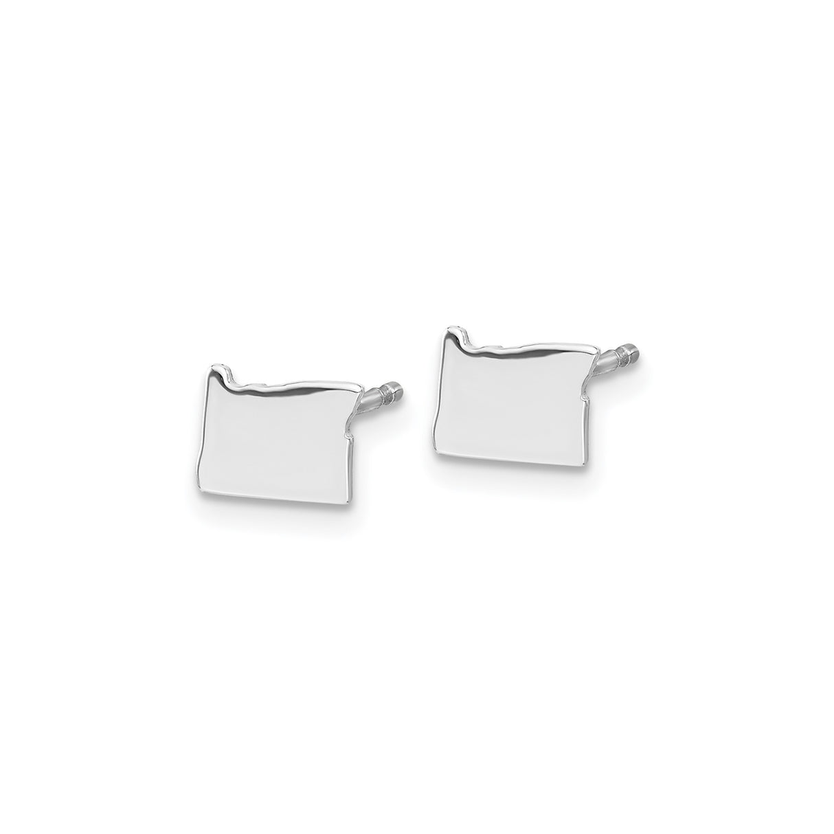 14k White Gold Oregon Shaped Stud Earrings, Minimalist State Outline Design for Travel or Local Pride
