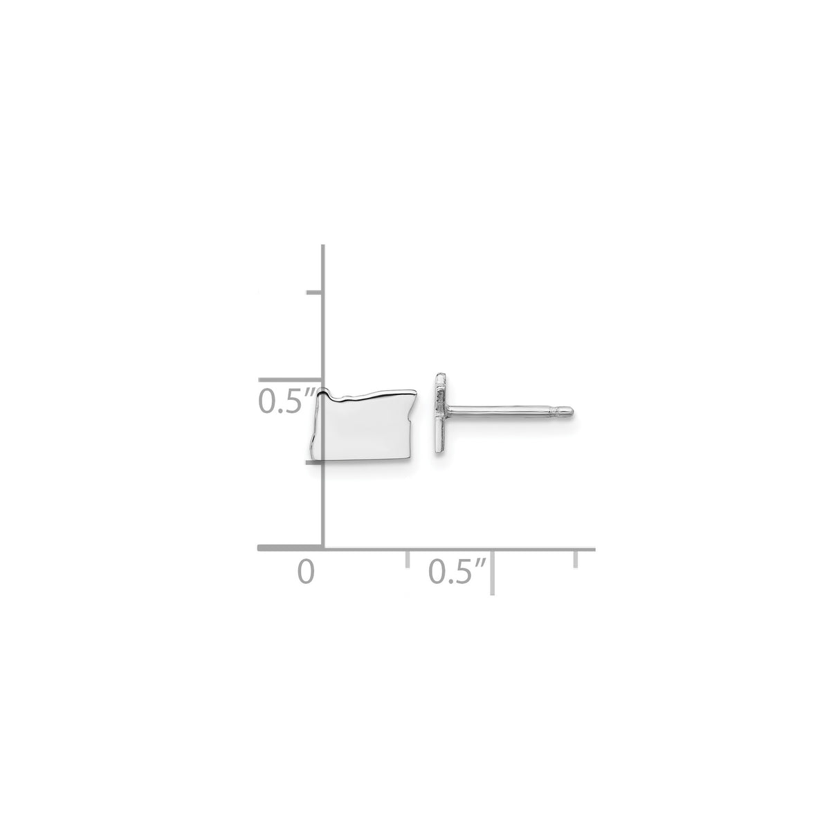 14k White Gold Oregon Shaped Stud Earrings, Minimalist State Outline Design for Travel or Local Pride