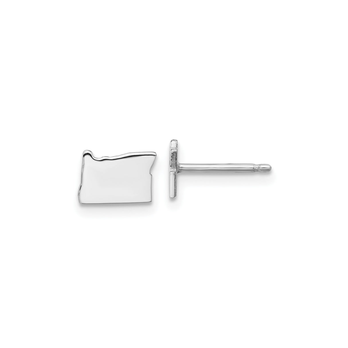 14k White Gold Oregon Shaped Stud Earrings, Minimalist State Outline Design for Travel or Local Pride