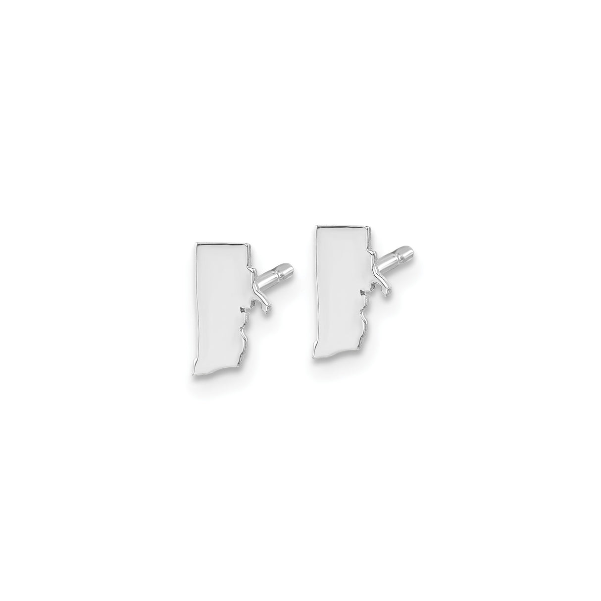 Sterling Silver Rhode Island State Stud Earrings, Minimalist Outline Design for Women