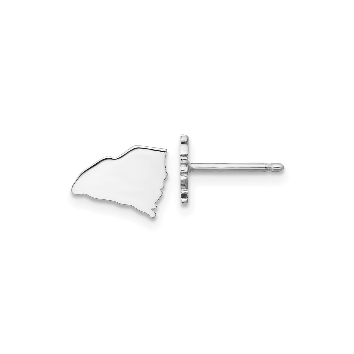 Sterling Silver North Carolina State Outline Stud Earrings, Minimalist Design for Women