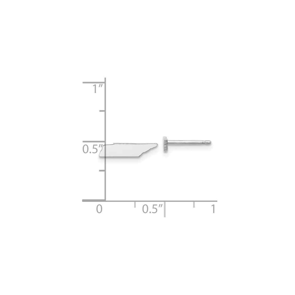 14k White Gold Tennessee State Outline Stud Earrings, Minimalist Travel Jewelry Design