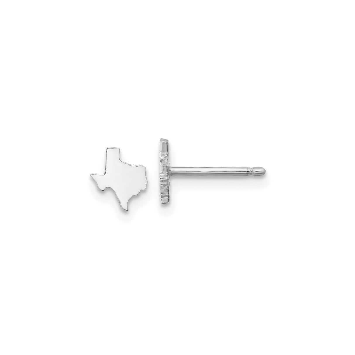 14k White Gold Texas Outline Stud Earrings, Minimalist State Pride Design for Women