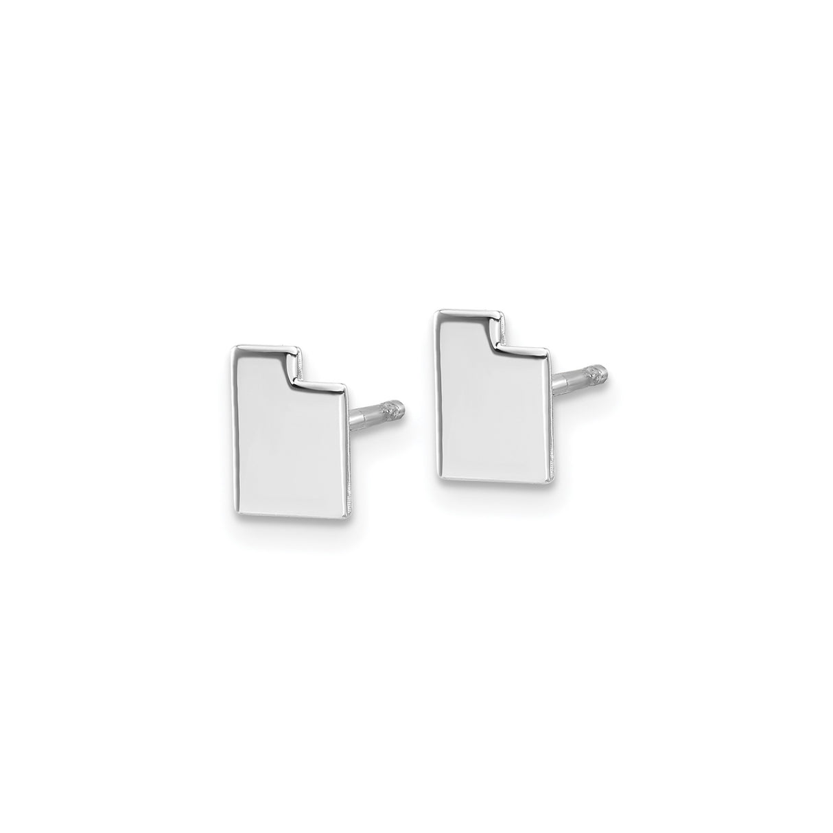 14k White Gold Utah Shape Earrings, Minimalist State Outline Studs, Geographic Design