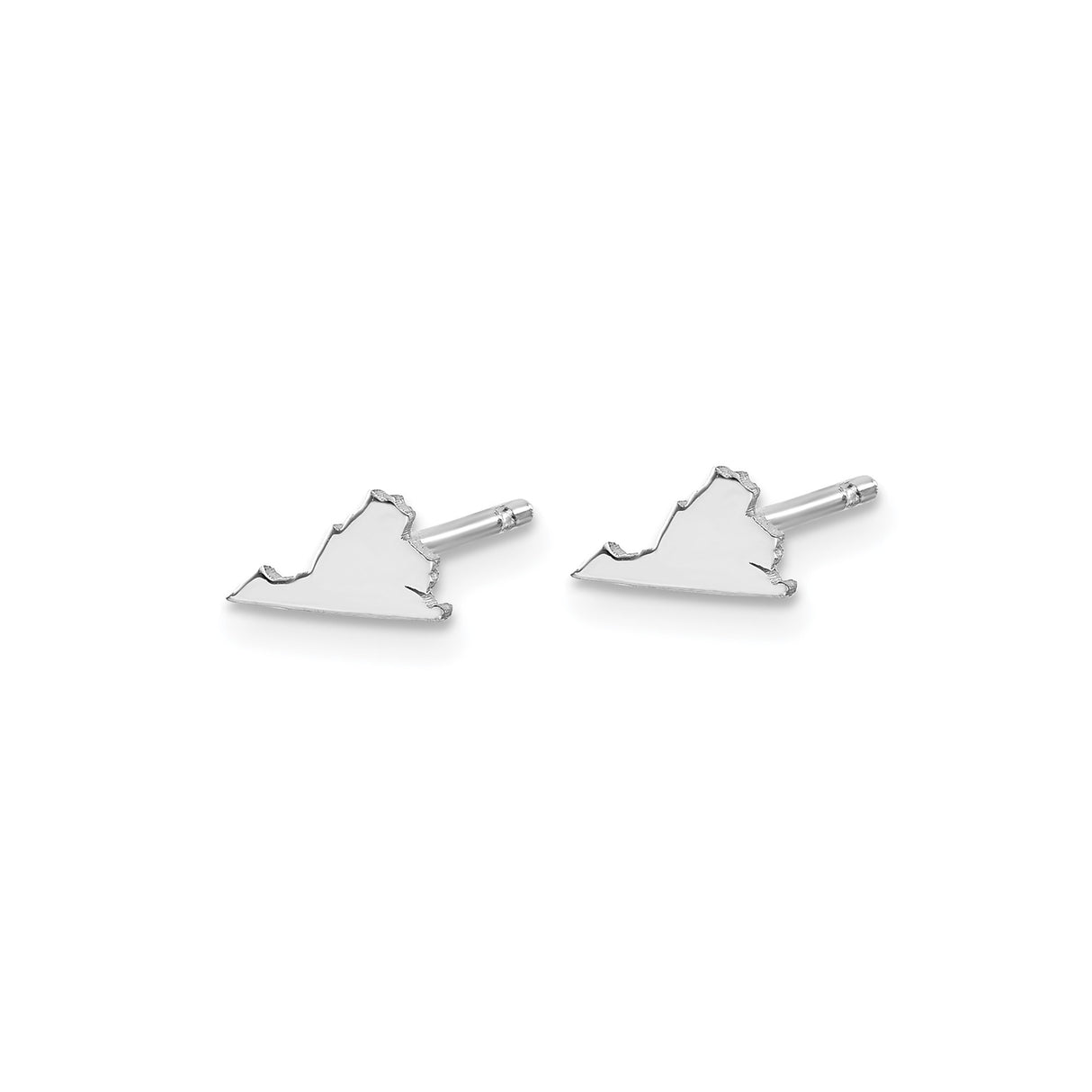 Sterling Silver Virginia State Stud Earrings, Polished Outline, Minimalist Map Design for Women