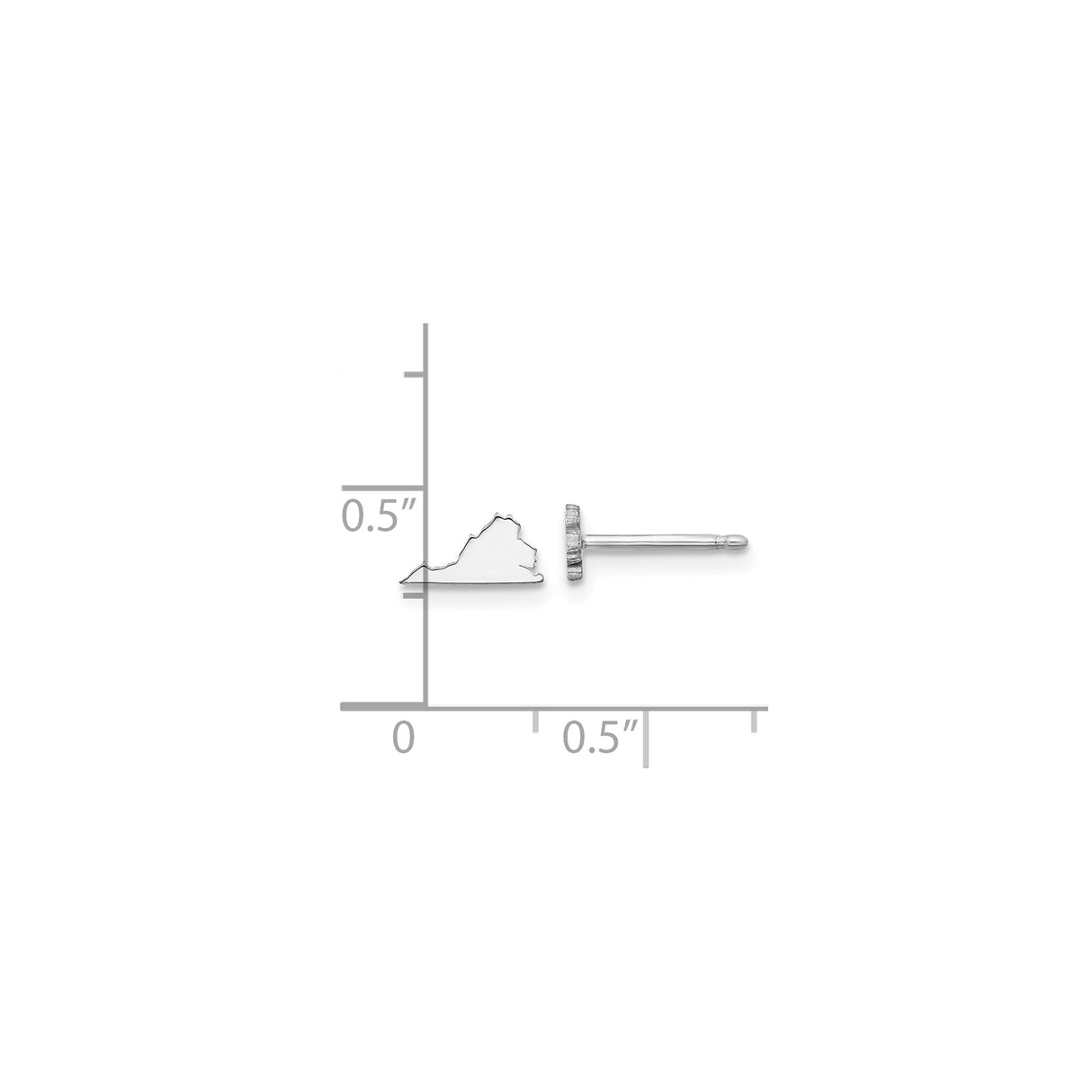 Sterling Silver Virginia State Stud Earrings, Polished Outline, Minimalist Map Design for Women