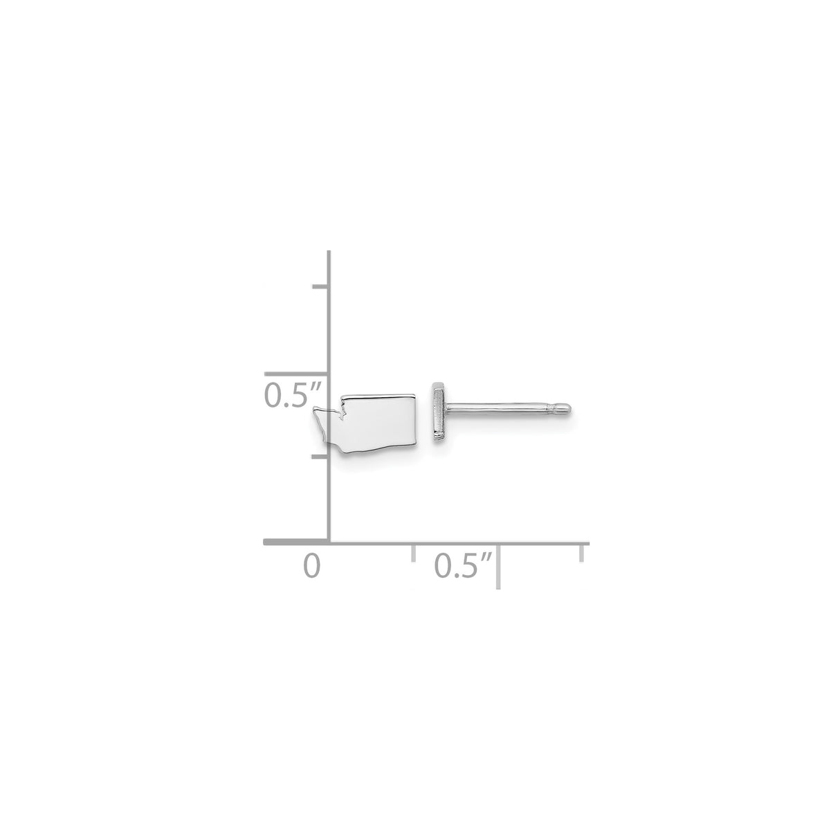 Sterling Silver Washington State Stud Earrings, Minimalist Map Outline Jewelry