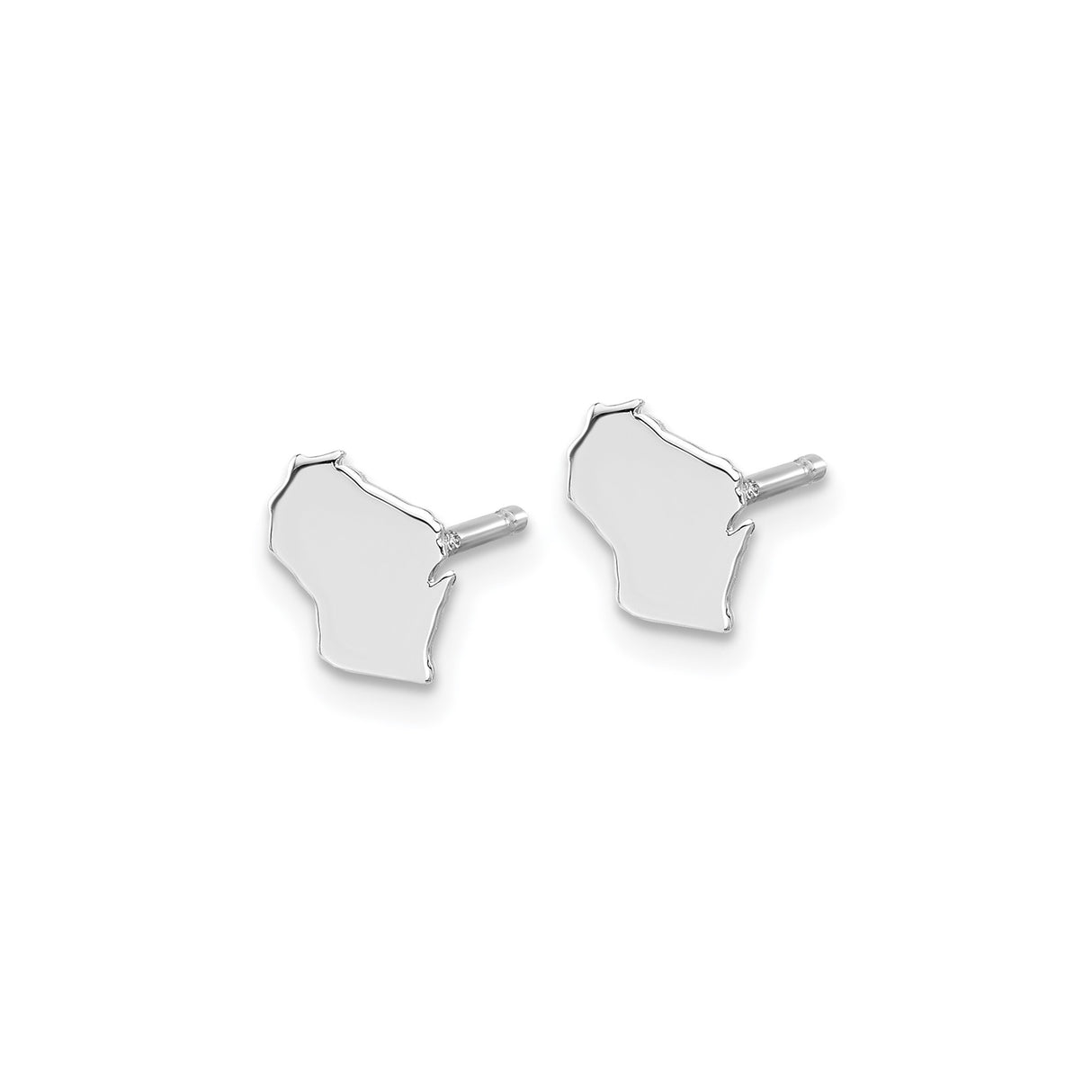 Sterling Silver Wisconsin State Outline Stud Earrings, Minimalist Geographic Design