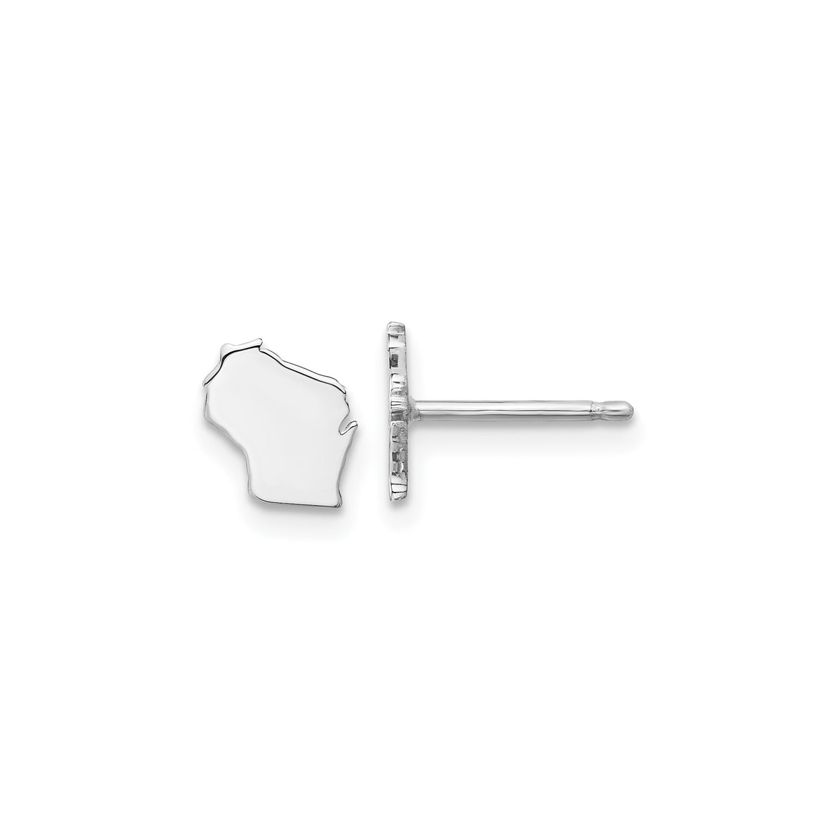 Sterling Silver Wisconsin State Outline Stud Earrings, Minimalist Geographic Design