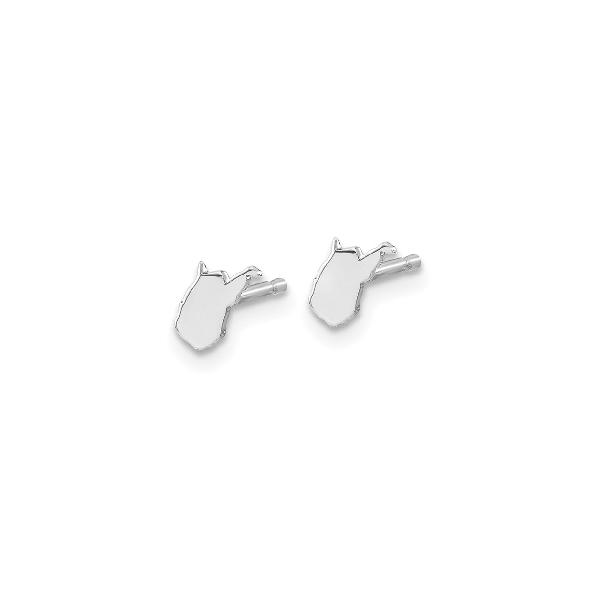 14k White Gold West Virginia Stud Earrings, Minimalist State Outline Design for Women or Unisex