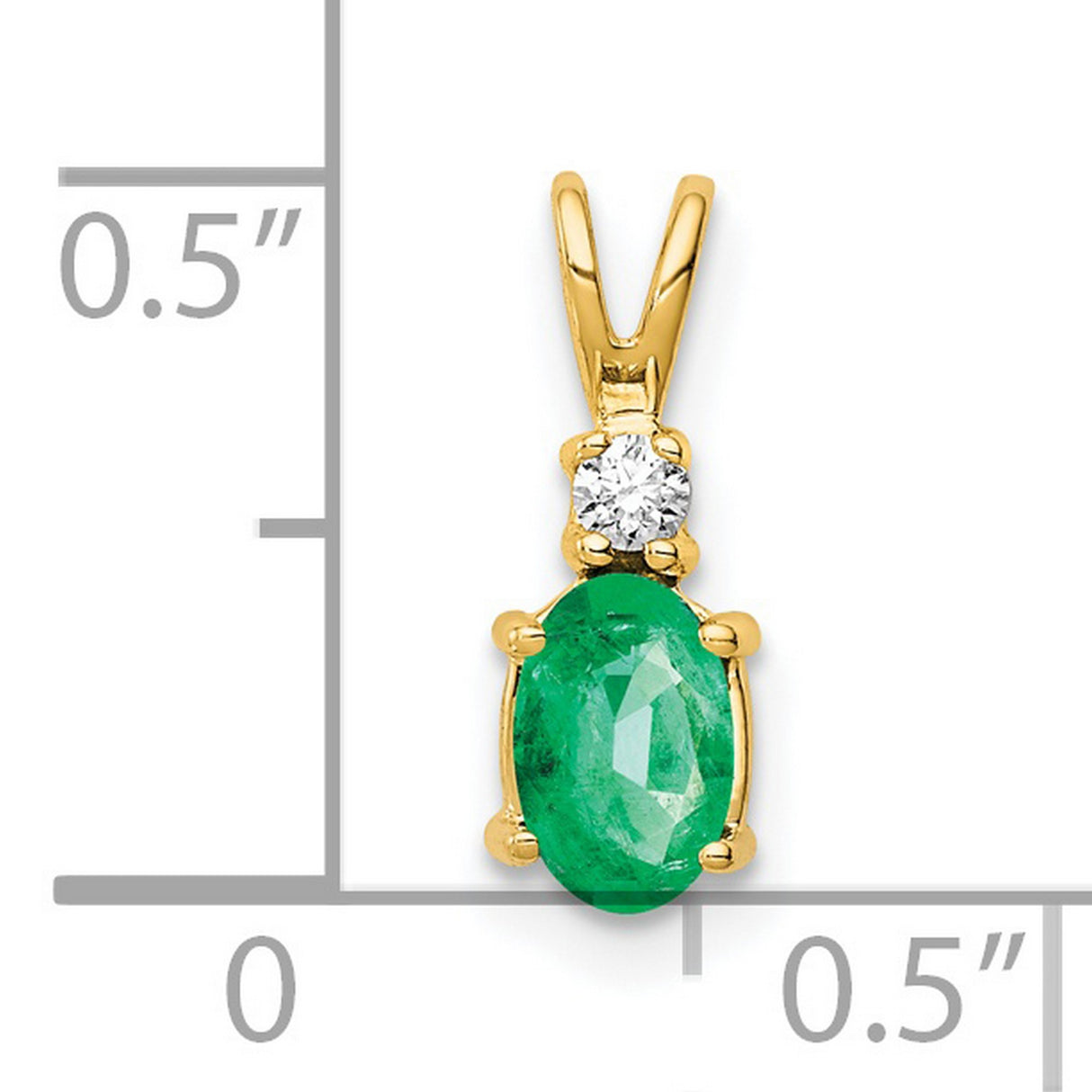 6x4mm Oval Emerald VS Diamond Charm Pendant in Real 14k Yellow Gold