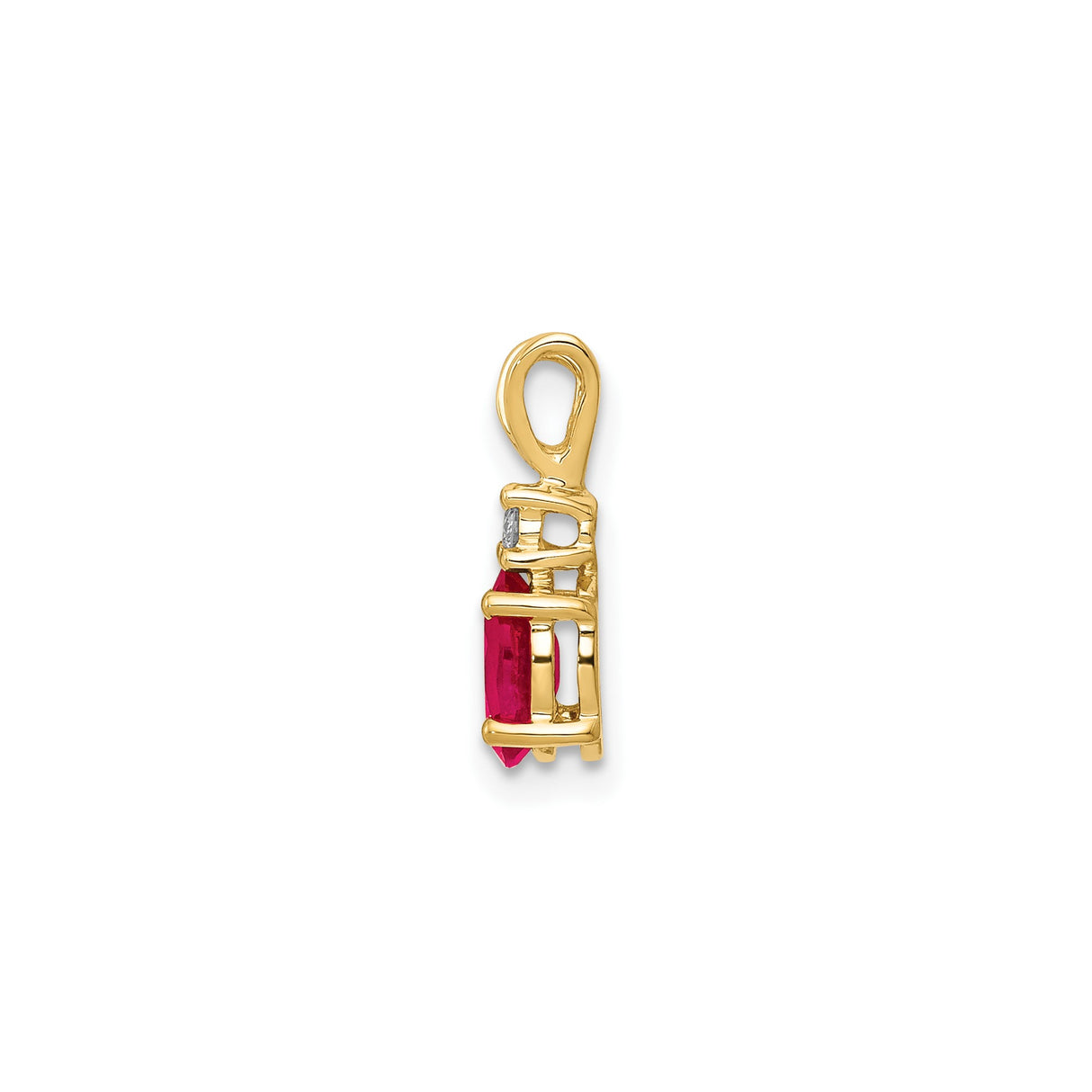 14k Yellow Gold Ruby Pendant with Diamond Accent, July Birthstone Charm for Women
