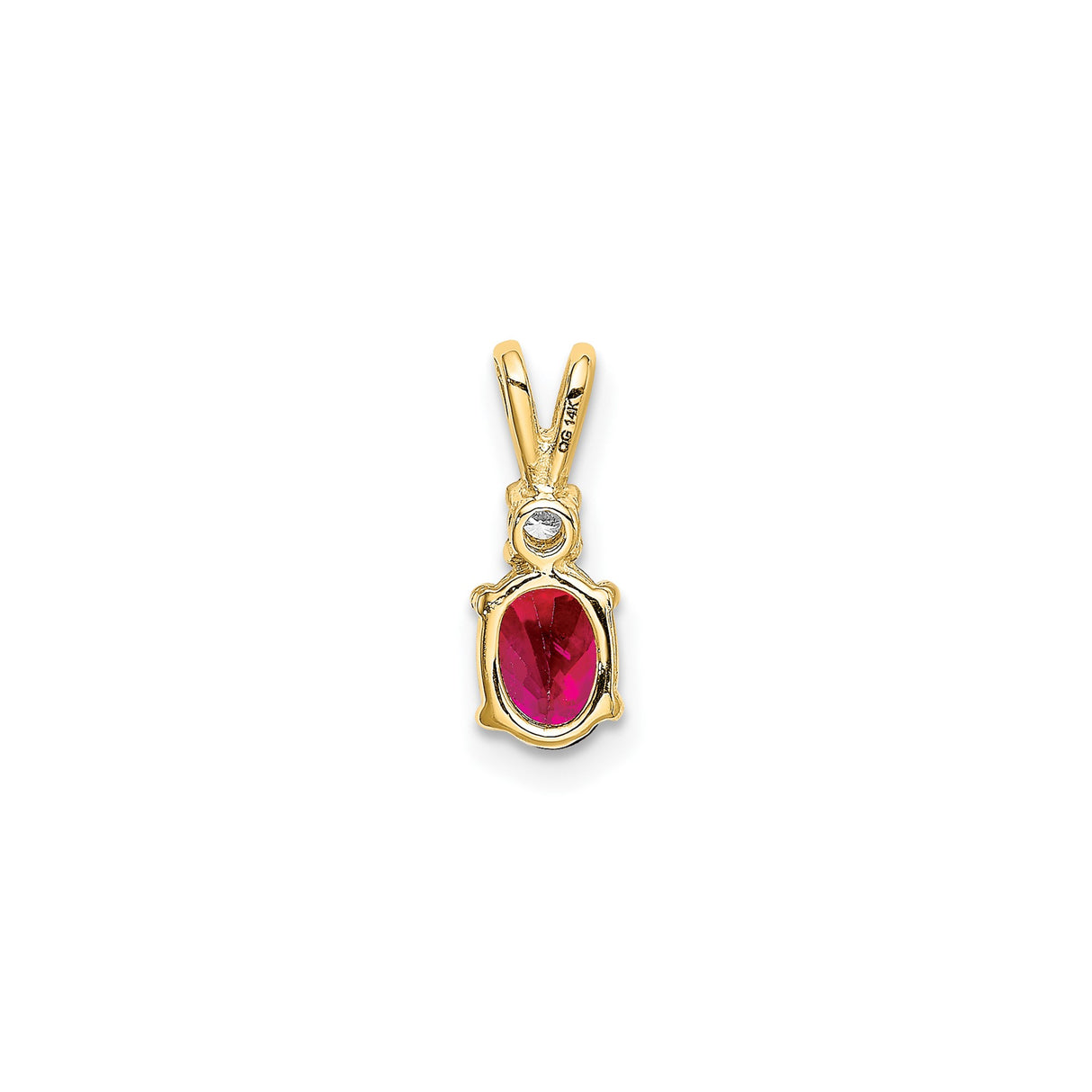 14k Yellow Gold Ruby Pendant with Diamond Accent, July Birthstone Charm for Women