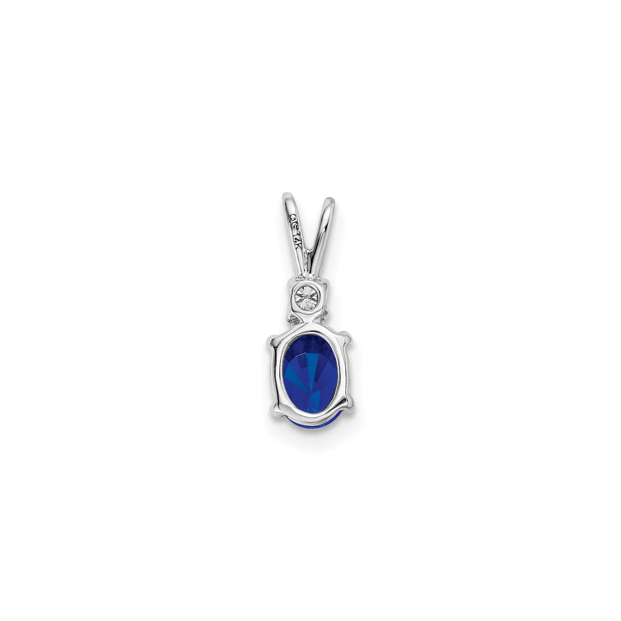 14k White Gold Pendant with Oval Sapphire and Diamond Accent, Classic Fine Jewelry for Women