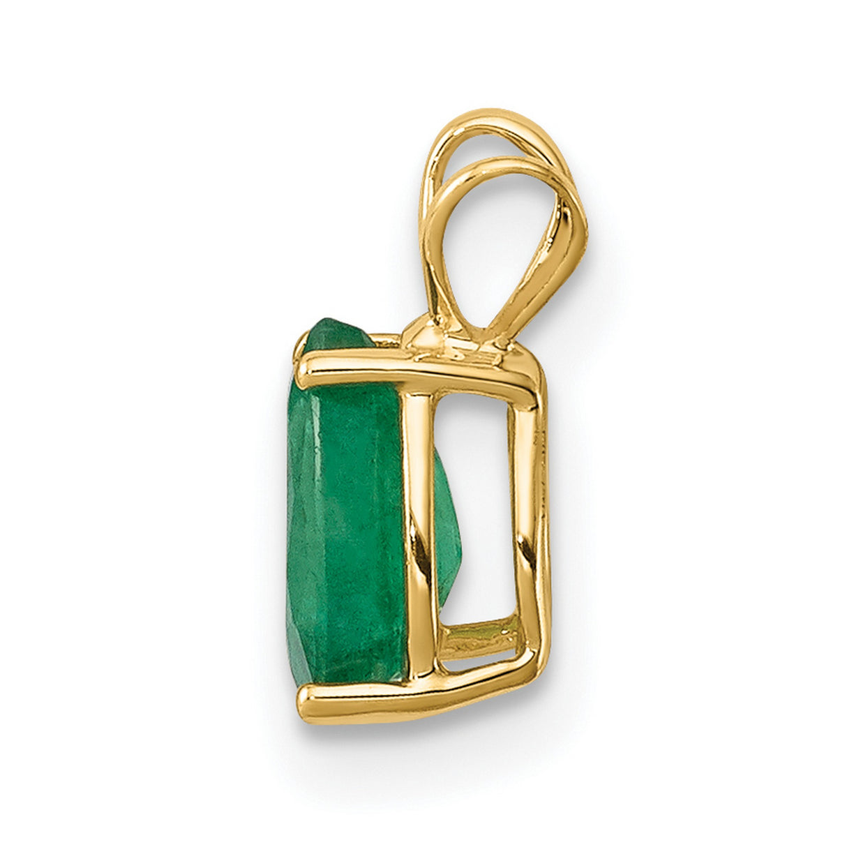 Emerald Charm Pendant in Real 14k Yellow Gold