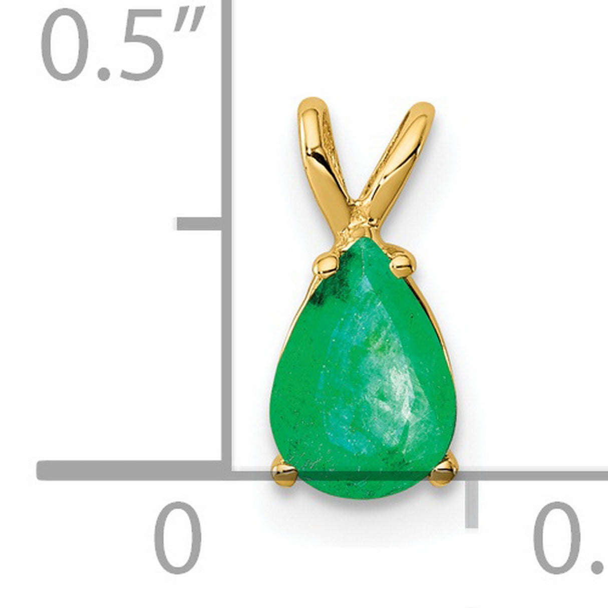Emerald Charm Pendant in Real 14k Yellow Gold
