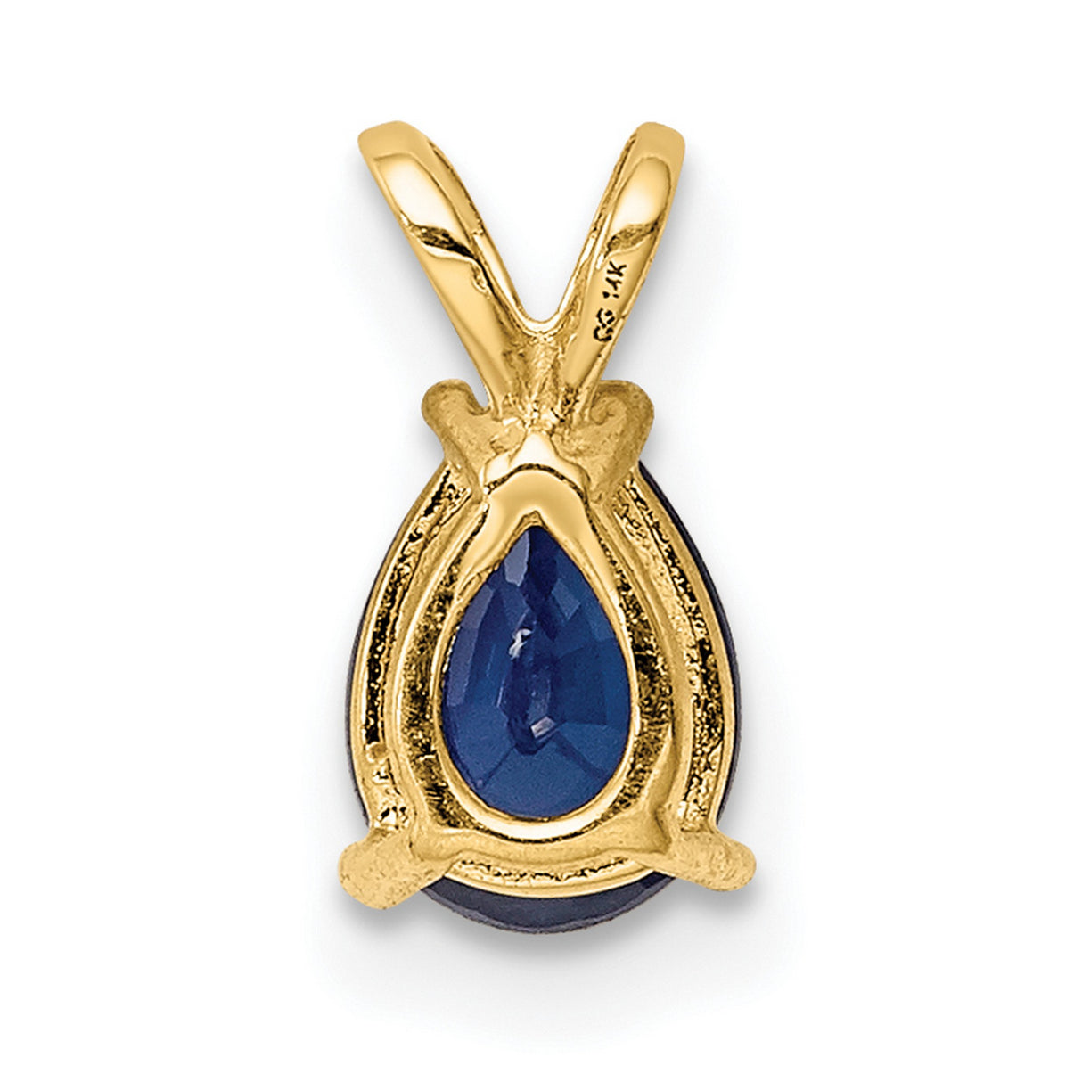 14k Yellow Gold Teardrop Pendant with Sapphire, Minimalist Fine Jewelry for Women