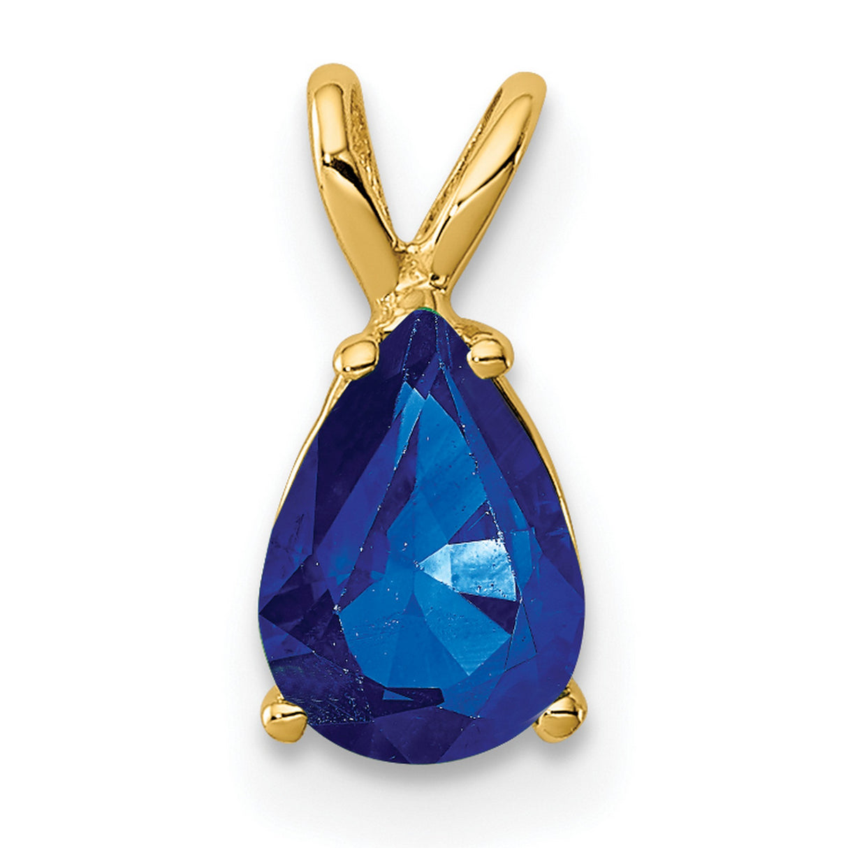 14k Yellow Gold Teardrop Pendant with Sapphire, Minimalist Fine Jewelry for Women