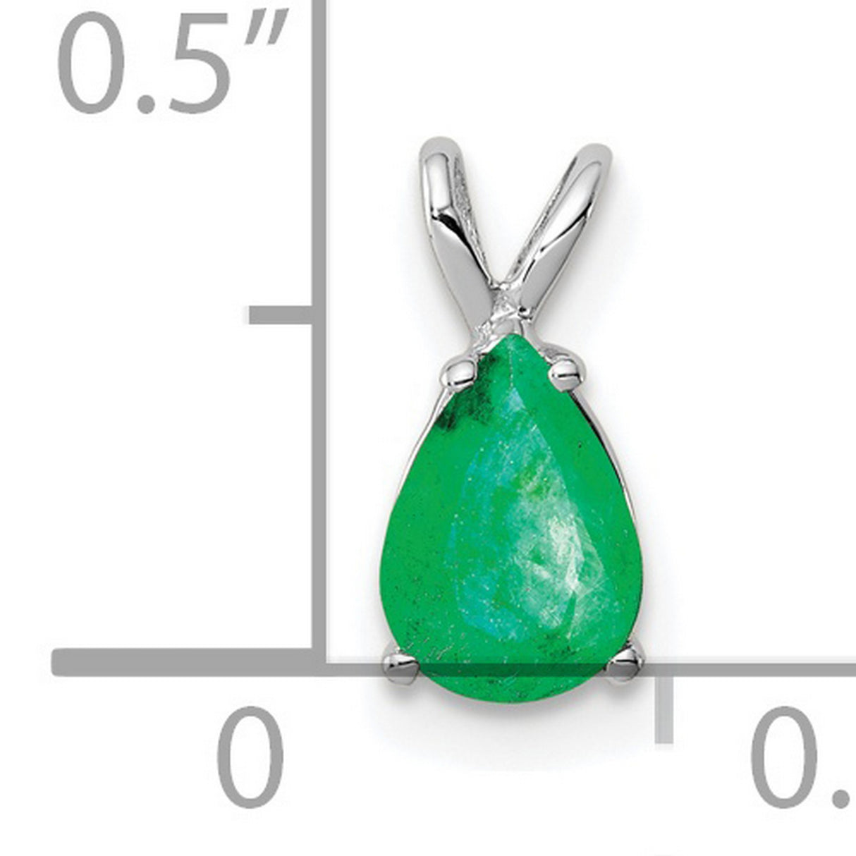 Emerald Charm Pendant in Real 14k White Gold