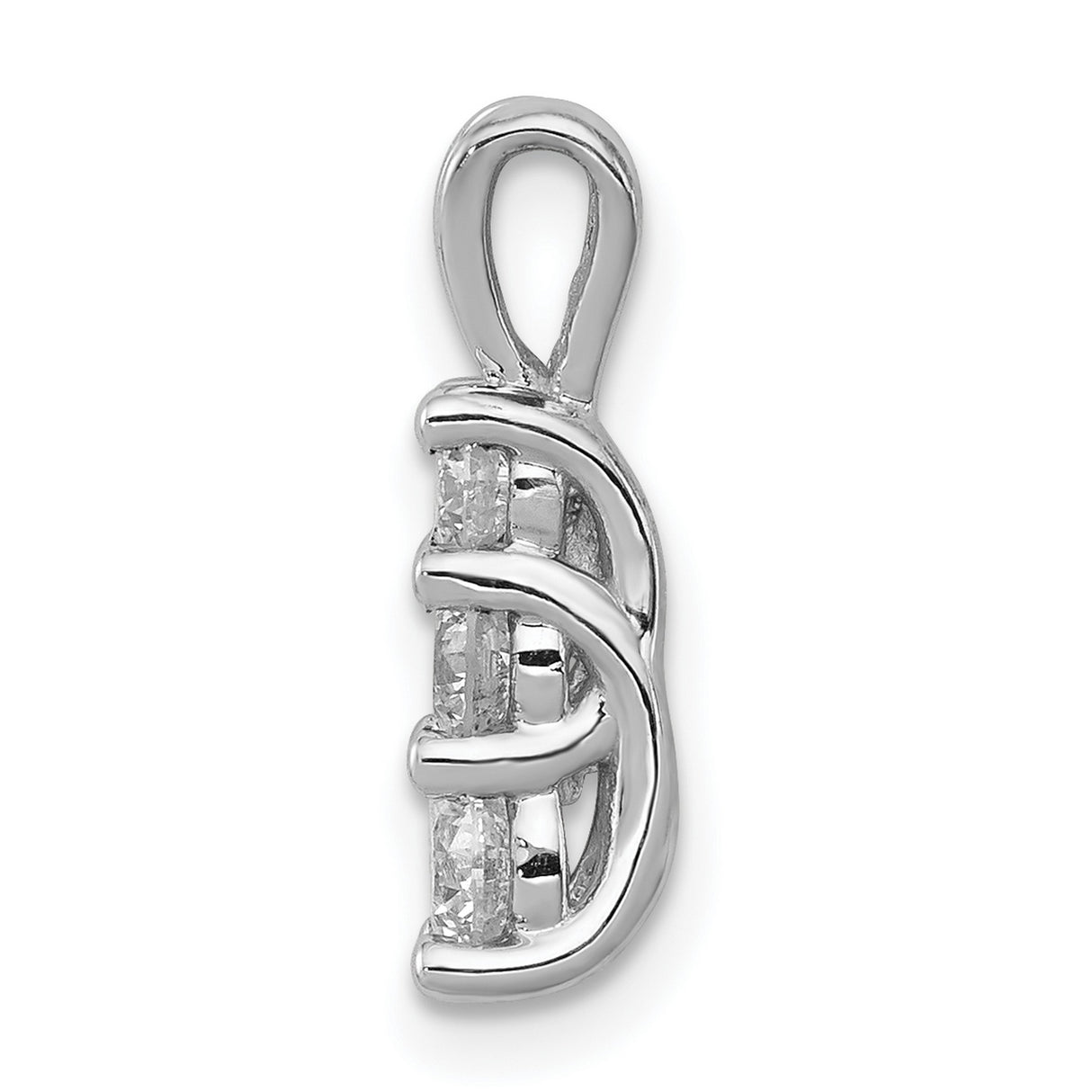 AA Diamond Small Three Stone Charm Pendant in Real 14k White Gold