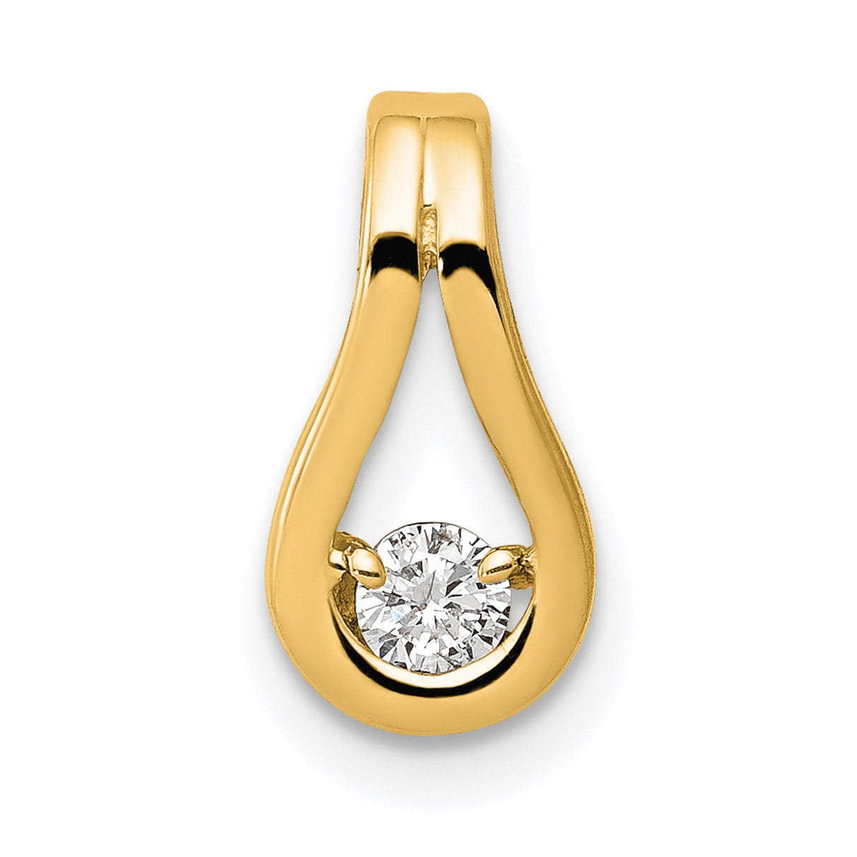 2.8mm AAA Diamond Teardrop Shape Slide Charm Pendant in Real 14k Yellow Gold