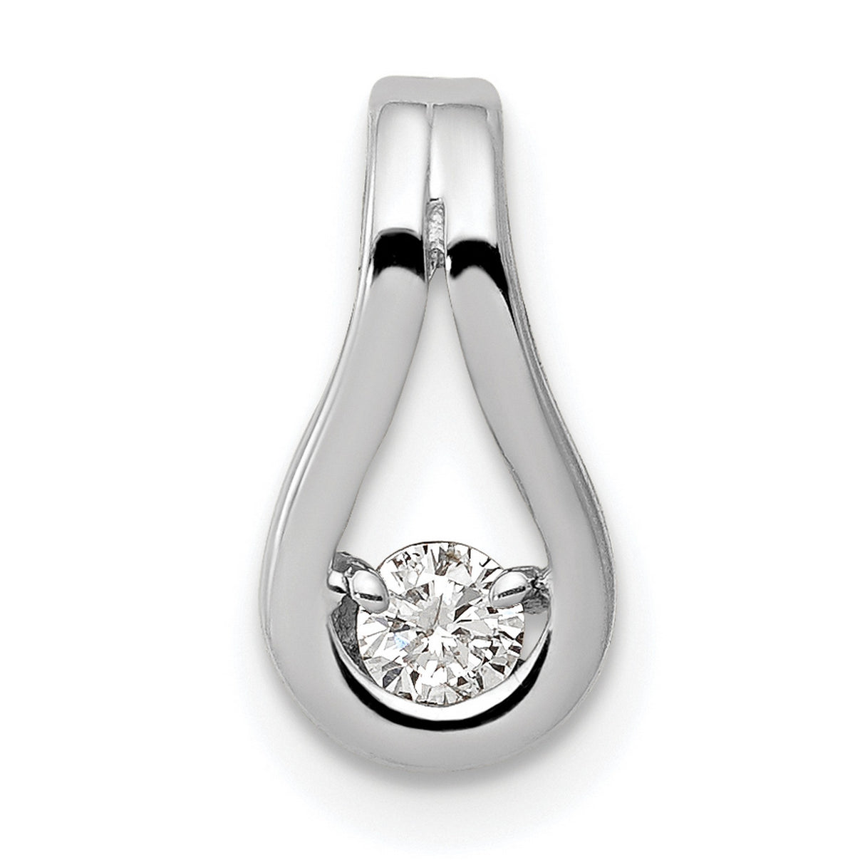 2.8mm AAA Diamond Teardrop Shape Slide Charm Pendant in Real 14k White Gold