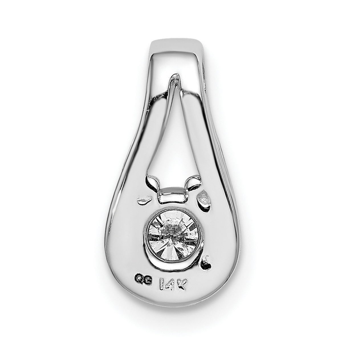4.7mm AA Diamond Teardrop Shape Slide Charm Pendant in Real 14k White Gold