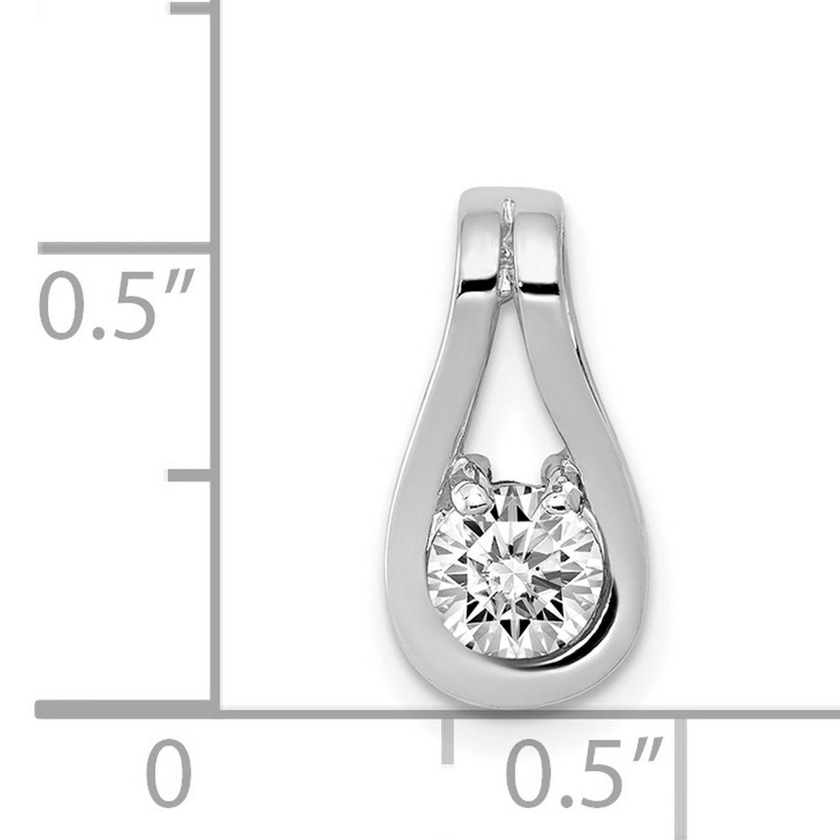 4.7mm VS Diamond Teardrop Shape Slide Charm Pendant in Real 14k White Gold