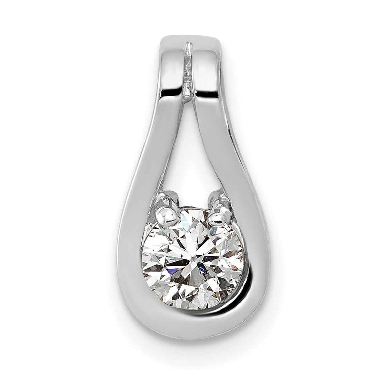 4.7mm AAA Diamond Teardrop Shape Slide Charm Pendant in Real 14k White Gold